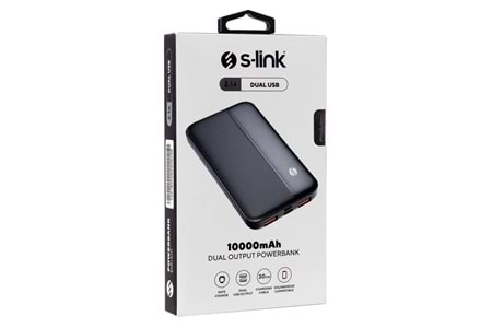 S-LINK IP-G10N, Siyah, 10.000mAh, 2xUSB, 1xMicro USB, 1xType-C, 4 LED Göstergeli, PowerBank
