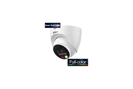 DAHUA IPC-HDW1249T-S-IL 2Mpix, 2,8mm Lens, SD Kart, Smart Dual Light, H265+, 30Mt Gece Görüşü, Dahili Mikrofon, IP67, PoE Dome IP Kamera