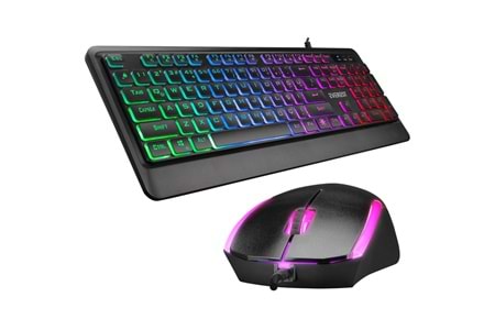 EVEREST KM-R59, FORZA, Rainbow Işıklı, Türkçe Q, USB Kablolu, Gaming, Klavye Mouse Set