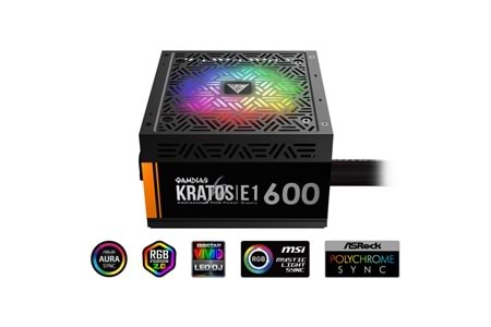 GAMDIAS KRATOS E1-600, 600W, RGB, GAMING, ATX, Power Supply (PSU)