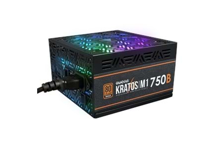 GAMDIAS KRATOS M1-750B, 750W, 80+ Bronze, Aktif PFC, RGB, GAMING, ATX, Power Supply (PSU)