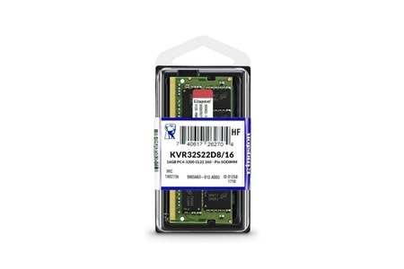 KINGSTON KVR32S22D8/16, 16Gb, 3200Mhz, DDR4, Sodimm Notebook RAM, 1,2V, CL22