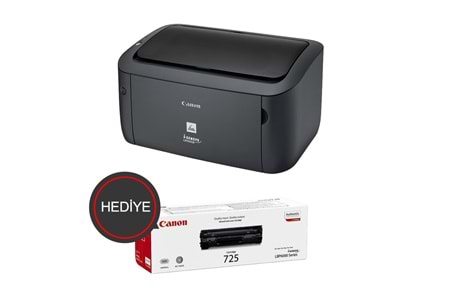 CANON i-SENSYS LBP6030B, Lazer Yazıcı (Siyah), Orjinal 1adet CRG725 Toner Hediyeli (Dakikada 18 Sayfa) ORİJİNAL TONERLİ