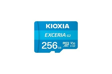 KIOXIA 256GB ExceriaG2, LMEX1L256GG2, U1 V30 4K, CL10, 100Mb/s, MicroSD Kart Bellek (SD Adaptörlü)