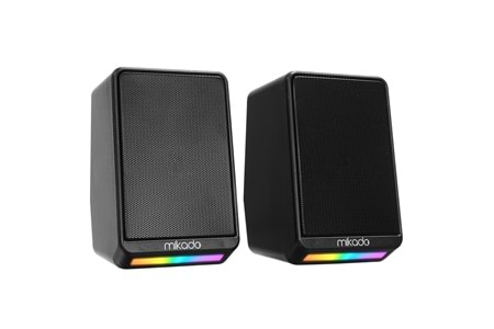MIKADO MD-178, 6W, 1+1, Masaüstü, RGB Aydınlatma, USB, Siyah Kasa, Speaker