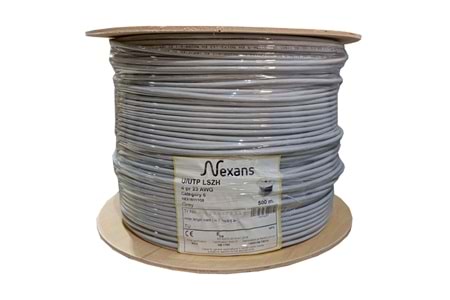 NEXANS NEX1611TO5, GRİ, CAT6, 500M, 23AWG (0,58mm), UTP, %100 Bakır, LSZH Halogen Free, Makara, Kablo