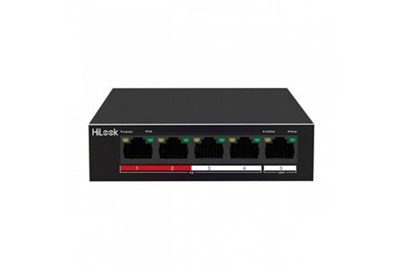 HILOOK NS-0105P-35(B), 4 Port, Megabit, PoE 35W, 1 Port Megabit Uplink, Long Range 250Metre, Yönetilemez, Masaüstü Switch