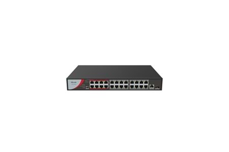 HILOOK NS-0326P-230(B), 24Port, Megabit, PoE 230W, 1 Port GigaBit Lan, 1 Port GigaBit SFP, Long Range 250Metre, Yönetilemez, Masaüstü Switch