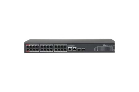 DAHUA PFS3228-24GT-360, 24 Port, GigaBit, PoE 360W, 2 Port GigaBit Uplink, 2 Port GigaBit Combo SFP, Rack Mount Switch