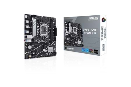 ASUS PRIME B760M-R D4, 2xDDR4, 2x M.2, HDMI, 12-13-14.Nesil, LGA1700 Soket, Anakart