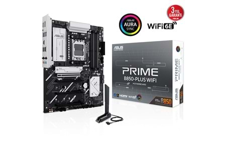 ASUS PRIME B850-PLUS WIFI, 4xDDR5, 3x M.2, HDMI, DP, Type-C, Wi-Fi 6E, Bluetooth v5.3, AM5 Soket GAMING Anakart
