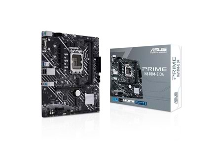 ASUS PRIME H610M-E D4-CSM, 2xDDR4, 2x M.2, D-SUB, HDMI, DP, 12-13.14.Nesil, LGA1700 Soket, Anakart