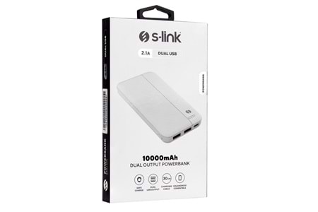 S-LINK IP-G10N, Beyaz, 10.000mAh, 2xUSB, 1xMicro USB, 1xType-C, 4 LED Göstergeli, PowerBank