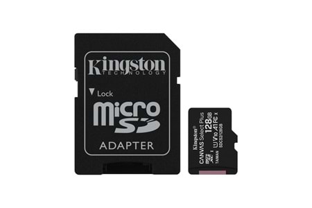 KINGSTON SDCS2/128GB, CANVAS, CL10, 100Mb/s, MicroSD Kart Bellek (SD Adaptörlü)