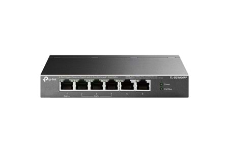 TP-LINK TL-SG1006PP, 6 Port, GigaBit, 4 Port PoE 64W, Yönetilemez, Metal Kasa, Masaüstü Switch