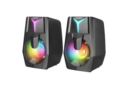 SNOPY SN-X22 STYLE, 6W, 1+1, Masaüstü, USB, RGB Aydınlatma, Siyah Kasa, Speaker
