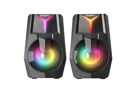 SNOPY SN-X22 STYLE, 6W, 1+1, Masaüstü, USB, RGB Aydınlatma, Siyah Kasa, Speaker