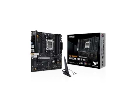 ASUS TUF GAMING A620M-PLUS WIFI, 4xDDR5, 2x M.2, HDMI, 2xDP, Wi-Fi 6, Bluetooth v5.3, AM5 Soket GAMING Anakart