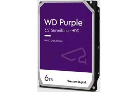 WD PURPLE, WD64PURZ, 3.5", 6TB, 256Mb, 5400 Rpm, 7/24 Güvenlik, HDD (Türkiye Distribütörü Garantili)