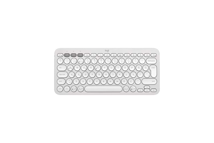 LOGITECH K380S, Pebble Keys 2, Beyaz, 920-011860, Bluetooth, Türkçe, Q, Multimedya, Mini Klavye