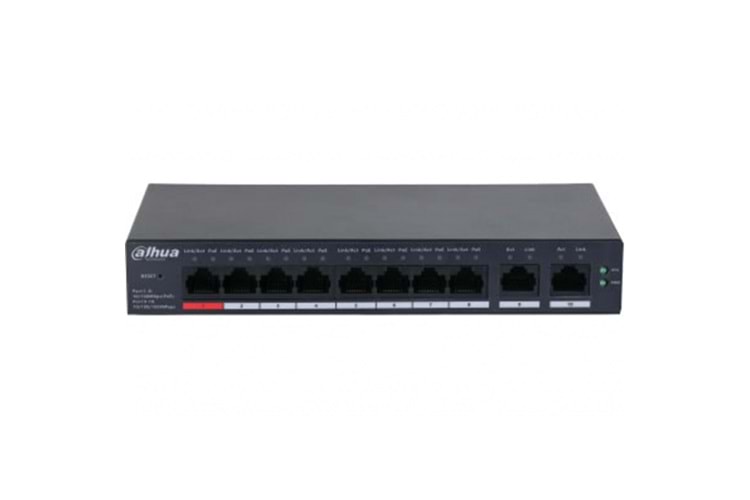 DAHUA CS4010-8GT-110, 8 Port, Gigabit, PoE 110W, 2 Port Uplink, Cloud Yönetilebilir, Switch