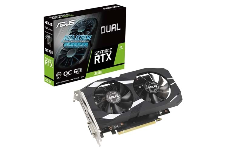 ASUS DUAL-RTX3050-O6G, 6GB, GDDR6, 96Bit, 1xHDMI, 1xDP, 1xDVI GAMING Ekran Kartı