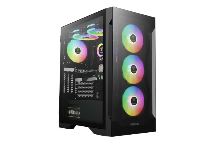 GAMDIAS TALOS E2 Elite, 850W, 80+ Bronze, Tempered Glass, ARGB, ATX GAMING KASA