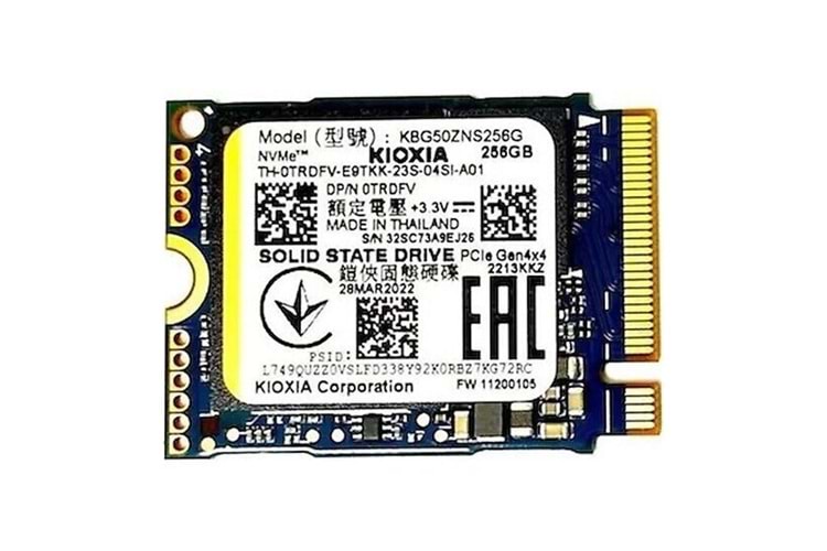 KIOXIA BiCS FLASH, KBG50ZNS256G, 256GB, 3400/1900, Gen4, NVME PCIe M.2 2230, SSD (Bulk-Kutusuz)