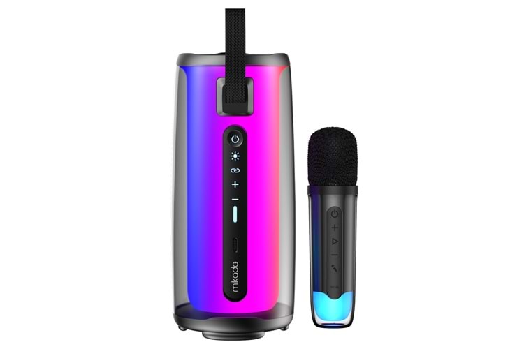MIKADO MD-17BT, CAPELLA, 10W, Taşınabilir, USB/AUX/BT/TF, RGB Işıklı, Transparan, 1800mAh, Mikrofon, Karaoke, Bluetooth Speaker,