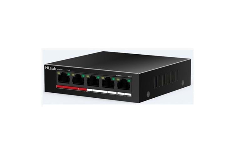 HILOOK NS-0105P-35(B), 4 Port, Megabit, PoE 35W, 1 Port Megabit Uplink, Long Range 250Metre, Yönetilemez, Masaüstü Switch