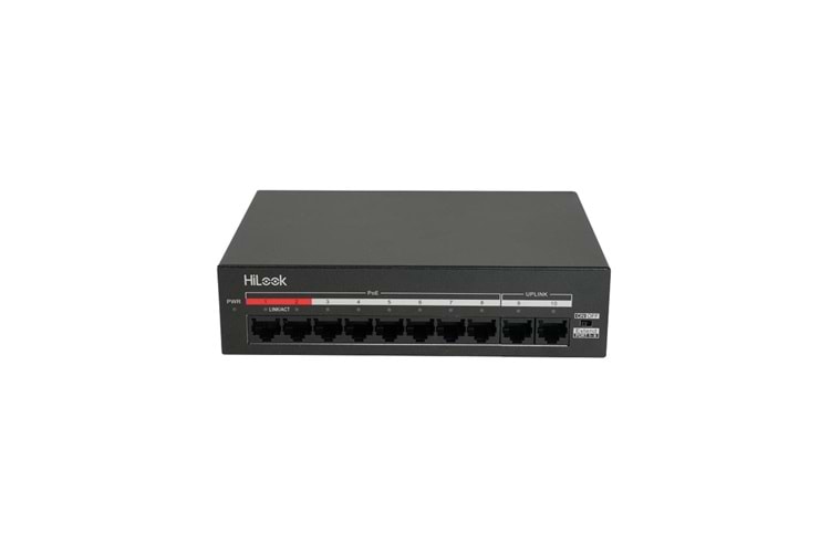 HILOOK NS-0110MP-60, 8 Port, Megabit, PoE 60W, 2 Port Megabit Uplink, Yönetilemez, Masaüstü Switch