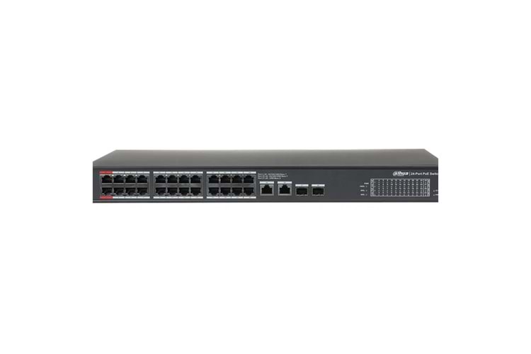 DAHUA PFS3228-24GT-360, 24 Port, GigaBit, PoE 360W, 2 Port GigaBit Uplink, 2 Port GigaBit Combo SFP, Rack Mount Switch