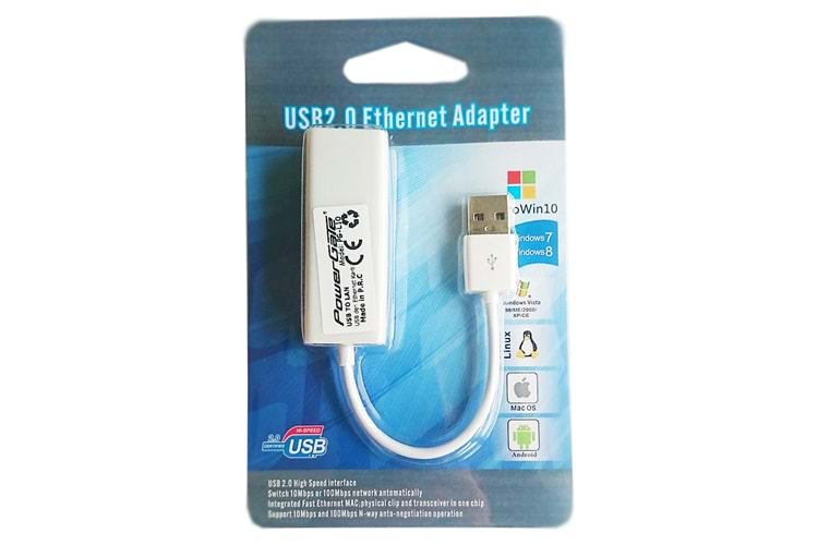 POWERGATE PG-L10, MegaBit, USB 2.0, Ethernet Kartı