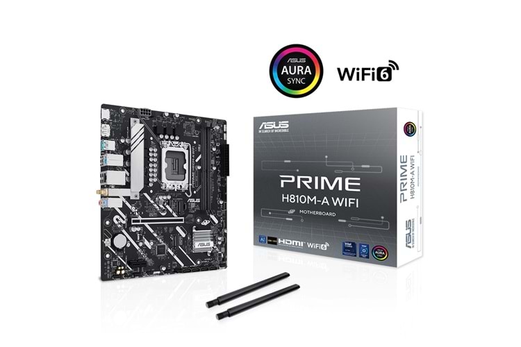 ASUS PRIME H810M-A WIFI, 2xDDR5, 2x M.2, HDMI, DP, Wi-Fi 6, Bluetooth 5.3, Intel Core Ultra CPU(Seri 2), LGA1851 Soket, ATX Anakart