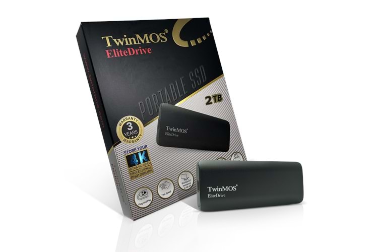 TwinMOS PSSD2TBMEDB, 2TB, Taşınabilir External SSD, USB 3.2, Type-C (Dark Grey)