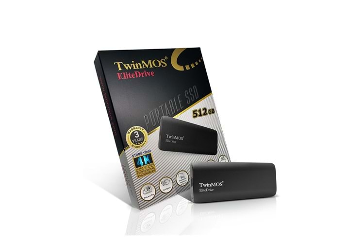 TwinMOS PSSDFGBMED32, 512GB, Taşınabilir External SSD, USB 3.2, Type-C (Dark Grey)