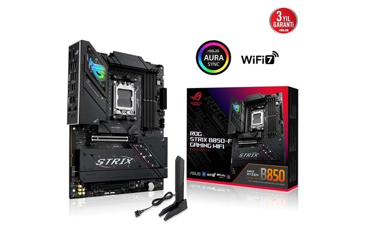 ASUS ROG STRIX B850-F GAMING WIFI, 4xDDR5, 4x M2, HDMI, DP, 2xType-C, Wi-Fi 7, Bluetooth v5.4, AM5 Soket GAMING Anakart