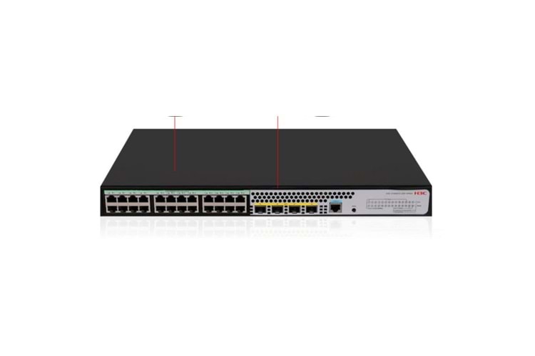 H3C S1850V2-28X, 24 Port, GigaBit, L2, 1 Port GigaBit Uplink, 4 Port 10GigaBit SFP, Web Yönetilebilir, Masaüstü Switch