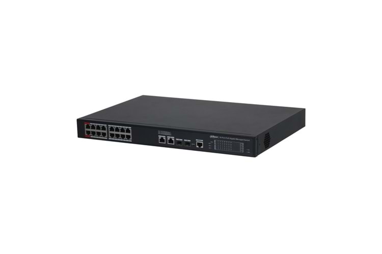 DAHUA S4220-16GT-240, 16 Port, Gigabit, PoE 240W, 2 Port Gigabit Uplink, 2 Port SFP Gigabit Combo, Longe Range 250Mt, Cloud Yönetilebilir, Switch