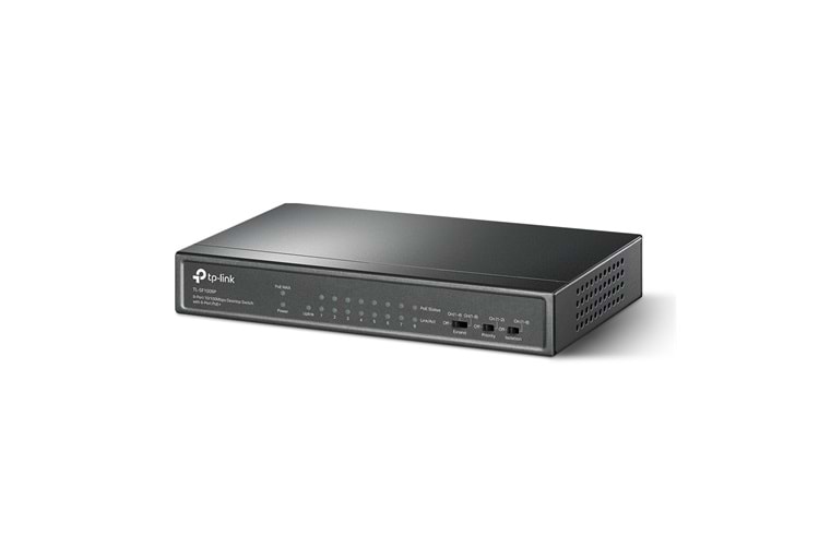 TP-LINK TL-SF1009P, 8 Port, MegaBit, PoE 65W, 1 Port Uplink, Yönetilemez, Metal Kasa, Masaüstü Switch