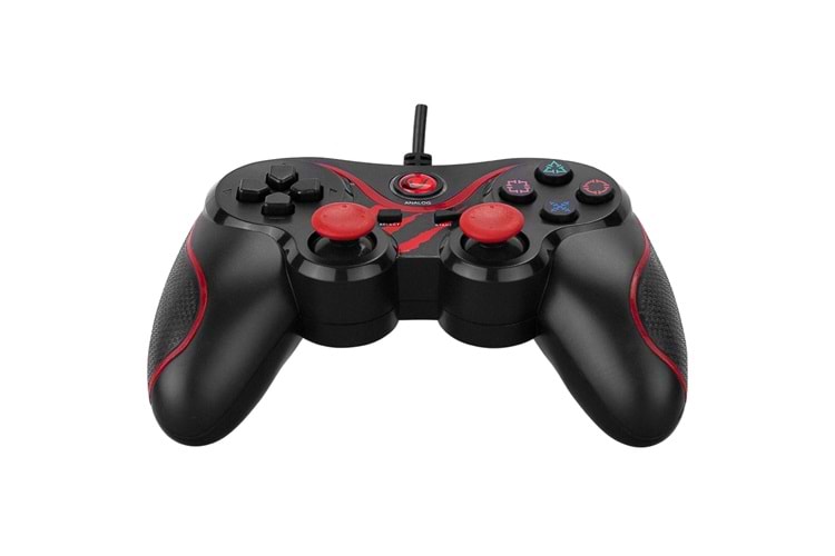 RAMPAGE SG-R601, Kırmızı, PC/PS3, 1.8mt Kablolu, Çift Titreşimli, GAMEPAD
