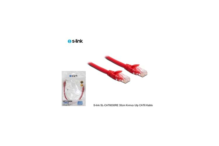 S-LINK SL-CAT6030RE CAT6 Patch 30CM Kablo(Kırmızı)