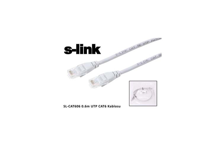 S-LINK SL-CAT606 CAT6 Patch 60CM Kablo (Gri)
