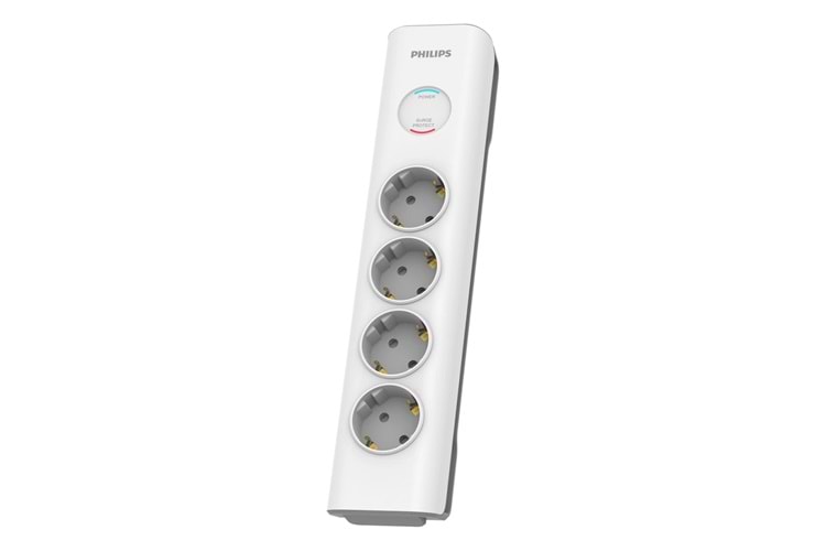 PHILIPS SPN7040WA/62, 4 Soket, Akım Korumalı Priz, 600 Joules, 2Mt Örgülü Kablo, (Beyaz)