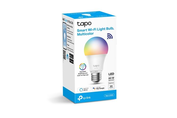 TP-LINK Tapo L530E, Wi-Fi, 60W, 806 Lümen, Çok Renkli, Akıllı Ampul