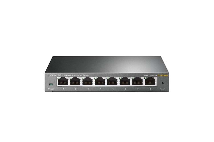 TP-LINK TL-SG108E, 8 Port, GigaBit, Easy Smart, Yönetilebilir, Metal Kasa, Masaüstü Switch