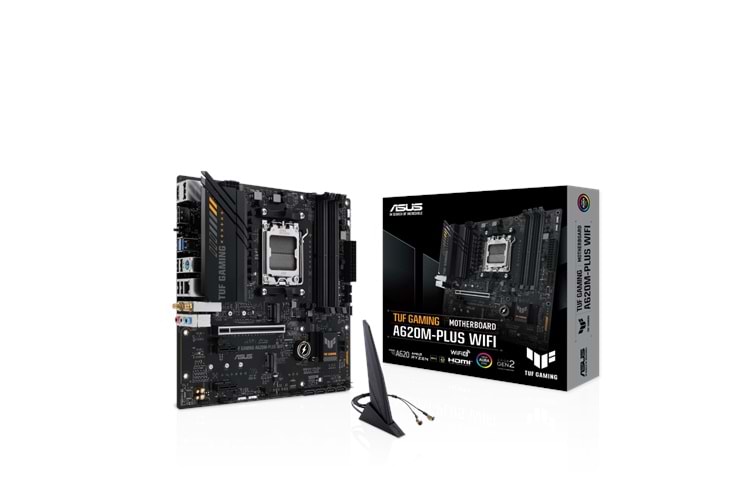 ASUS TUF GAMING A620M-PLUS WIFI, 4xDDR5, 2x M.2, HDMI, 2xDP, Wi-Fi 6, Bluetooth v5.3, AM5 Soket GAMING Anakart