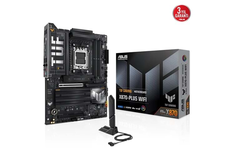 ASUS TUF GAMING X870-PLUS WIFI, 4xDDR5, 4xM.2, HDMI, DP, Type-C, Wi-Fi 7, Bluetooth v5.4, AM5 Soket GAMING Anakart