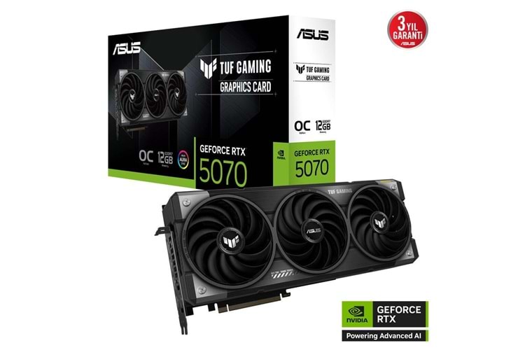 ASUS TUF-RTX5070-O12G-GAMING, 12Gb, 192Bit, GDDR7, 2xHDMI, 3xDP GAMING Ekran Kartı