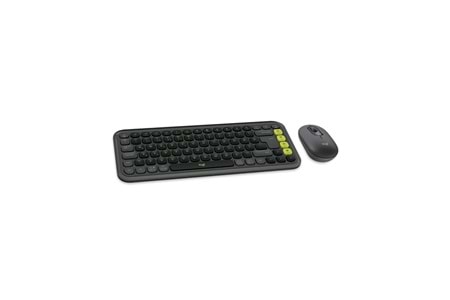 LOGITECH POP ICON COMBO, Siyah-Yeşil, 920-013075, Kablosuz, Türkçe Q, Klavye Mouse Set